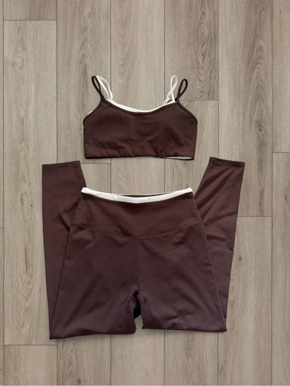 Women's Brown Seamless Bralette & Legging Set - Comfortable Everyday Wear